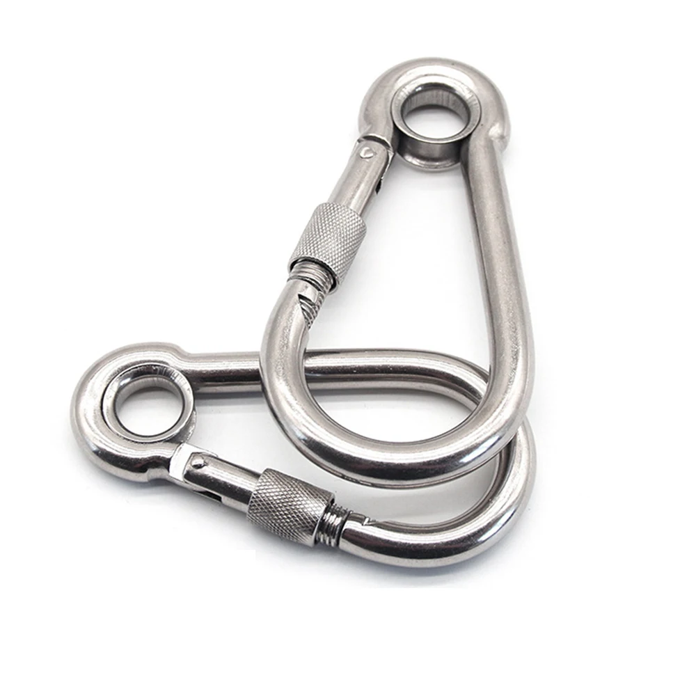 304 Stainless Steel Screw Lock Climbing Gear Carabiner Quick Links Safety Snap Hook Chain Connecting Ring Carabiner Chain Buckle