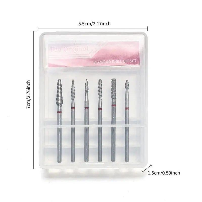 6 pezzi punta a cono per unghie punte diamantate punte elettriche per cuticole pulite rotanti manicure punte per trapano per unghie pedicure testa di molatura levigatrice strumenti