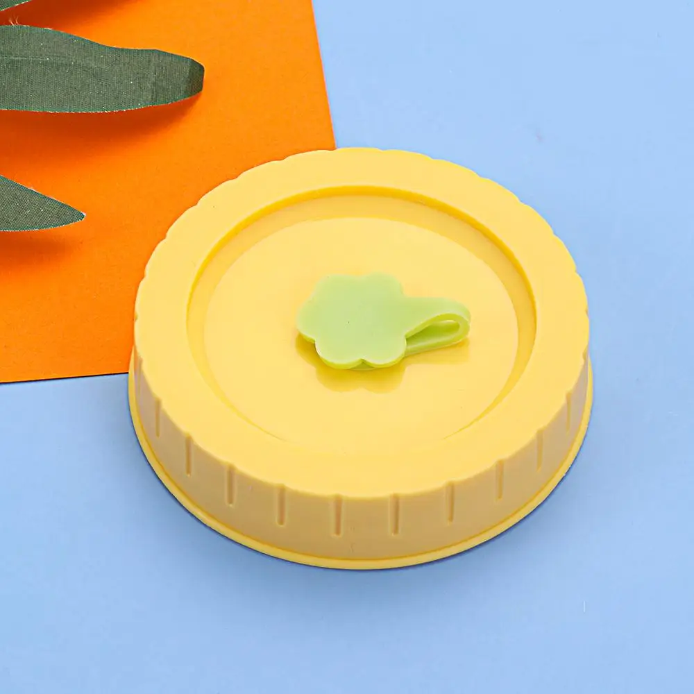 1/4Pcs Cute Universal Mason Jar Lids With Straw Hole 70mm Diameter Storage Wide Mouth Leak Proof Kitchen Supplies