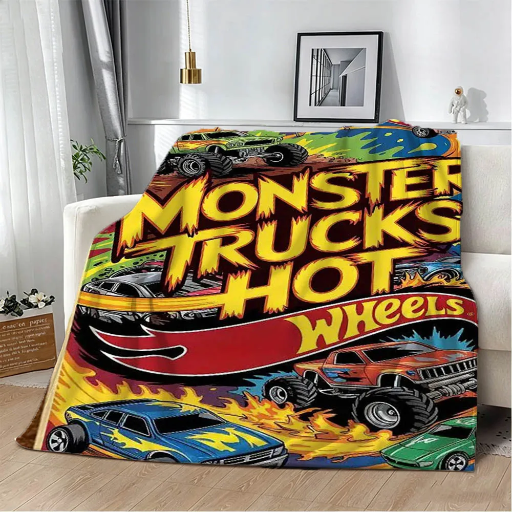 Racing Car Game H-Hot W-Wheels Cartoon Flannel Blanket Soft Throw Blanket Art For Home Decor Bedroom Bed Sofa Picnic Fans Gift