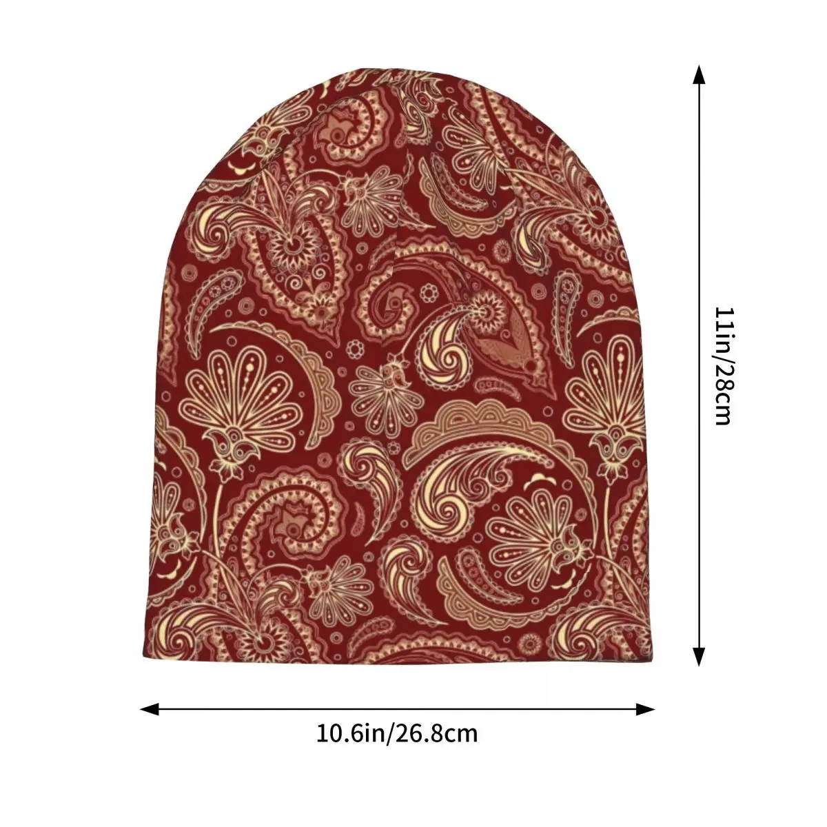 Red Paisley Beanie Hats Vintage Print Cute Caps Female Male Kpop Knit Hat Autumn Winter Pattern Head Wrap Beanie Hats