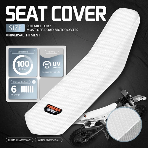 Powerzone-funda de asiento suave Universal para SXF EXC KXF CRF YZF WR TC TE, impermeable, antideslizante, acanalada, para motocicleta