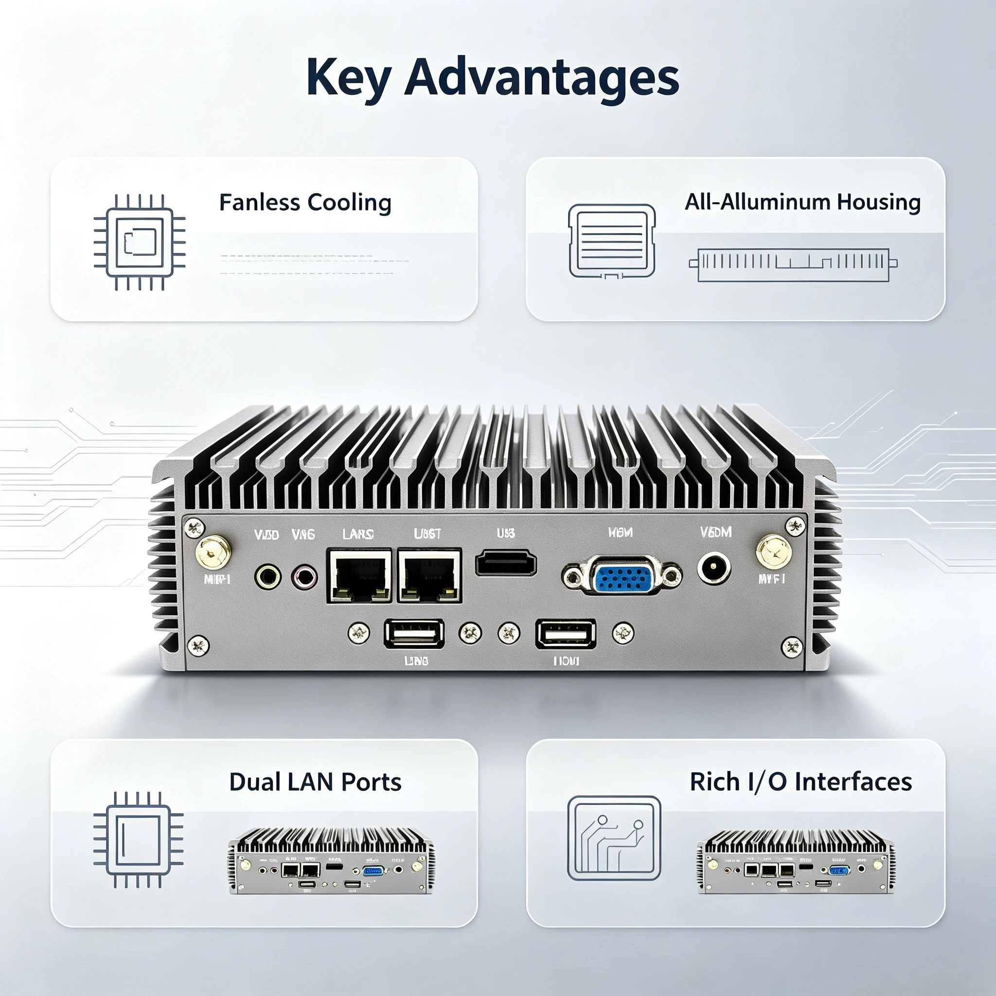 Mini Embedded Industrial Control PC,  i5-10210U / i7-10510U Fanless Micro Industrial Computer, Compact Industrial Host