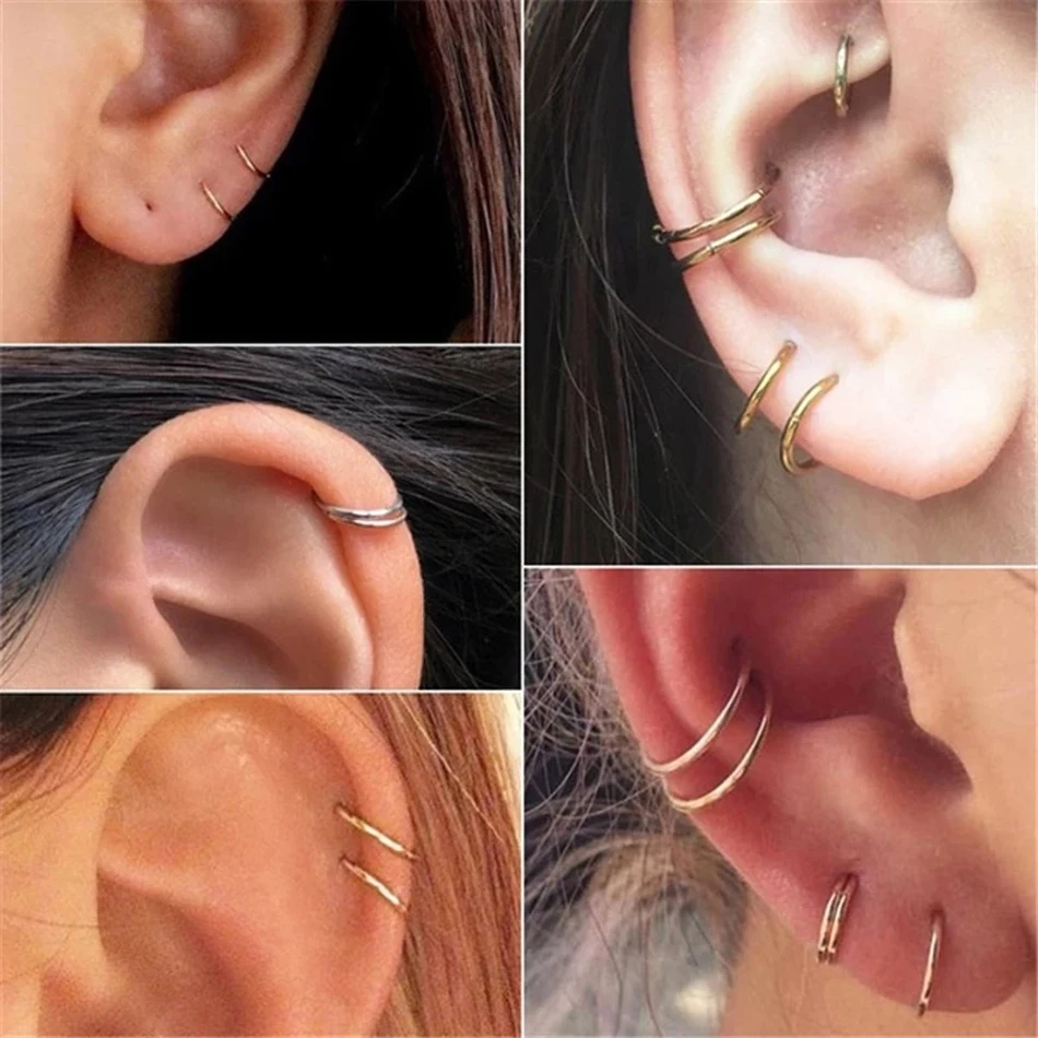 1 Buah Baja 18G/16G/14G Berengsel Septum Clicker Segmen Hidung Cincin Bibir Helix Daith Keong Anting Tulang Rawan Seksi Nariz Hoop Perhiasan