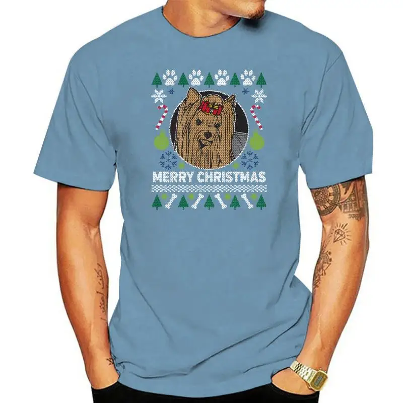 Mens Yorkie Yorkshire Premium T-Shirt-Men's T-Shirt-Black Ugly Christmas Style Terrier Dog Breed