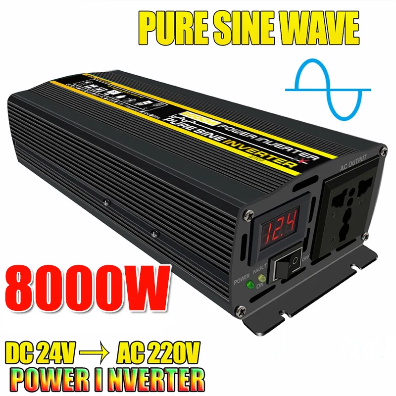 

Pure Sine Wave Inverter 8000W DC12V/24V To AC110V/220V Voltage Transformer Converter Car Power Inverters With LED Display