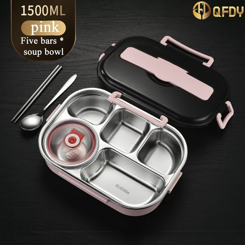 

304 stainless steel portable bento compartment insulated lunch box office worker students sealed Microwae Heating food container