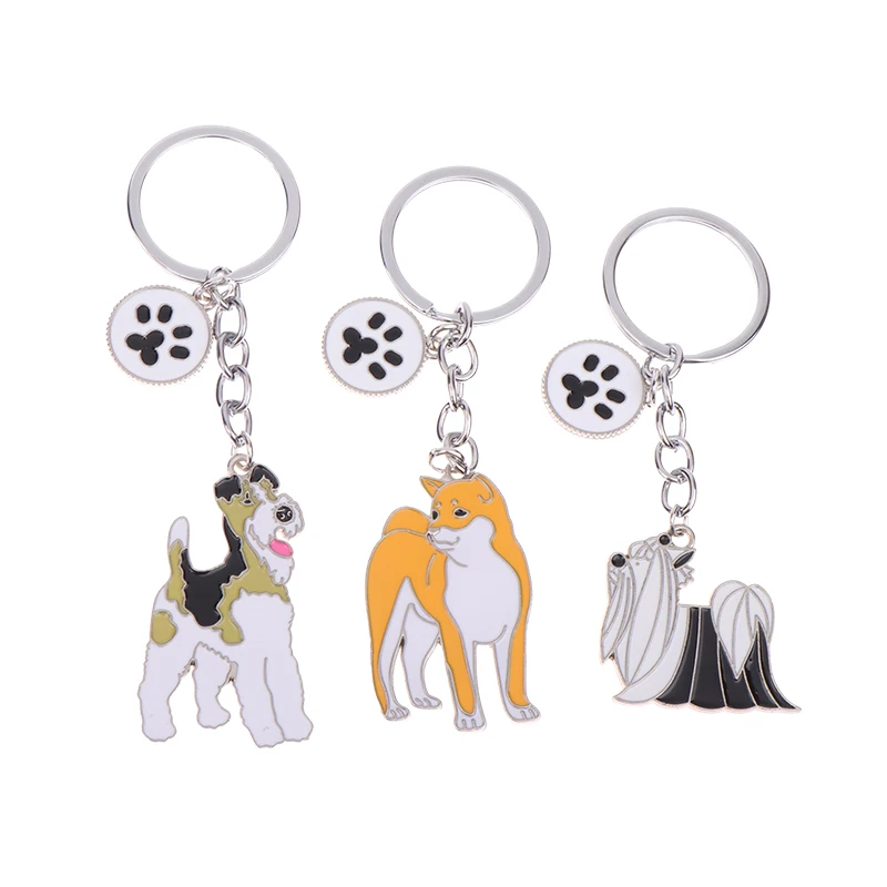 Family Metal Pet Dog Keychain Car Bag Keyring Animal Charm Accessories Gift For Dog Love