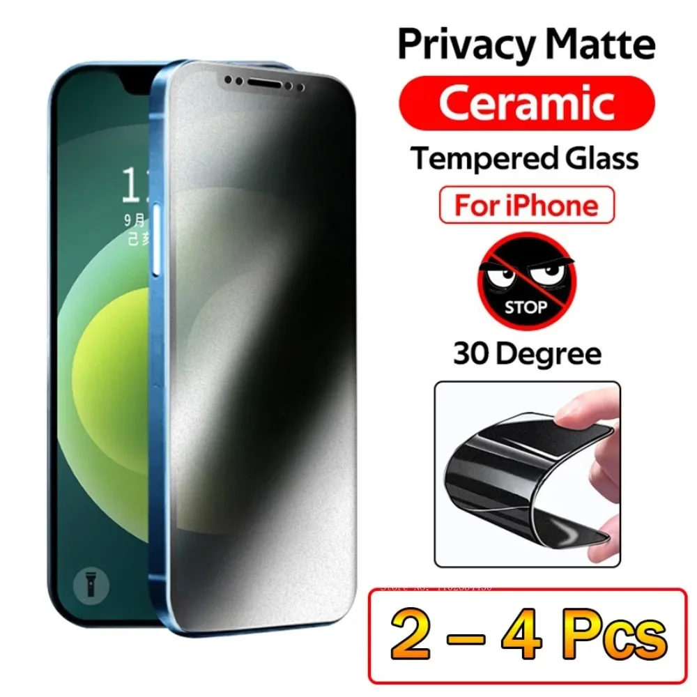 2-4Pcs Matte Privacy Ceramic Film Not Tempered Glass iPhone 15 14 11 13 12 Pro Max XS X XR 15 14 Plus 13 Mini Screen Protector