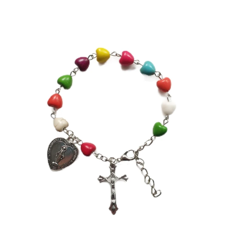 Catholic Gift Saint Christopher Travel Protection 10MM/0.39Inch Bead Rearview Mirror Car Auto Rosary Bracelet