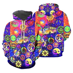 Sudaderas con capucha de guitarra psicodélica para hombres y mujeres, sudaderas con estampado 3D, disfraces de Cosplay de Halloween, Trippy colorido Hippie, increíble