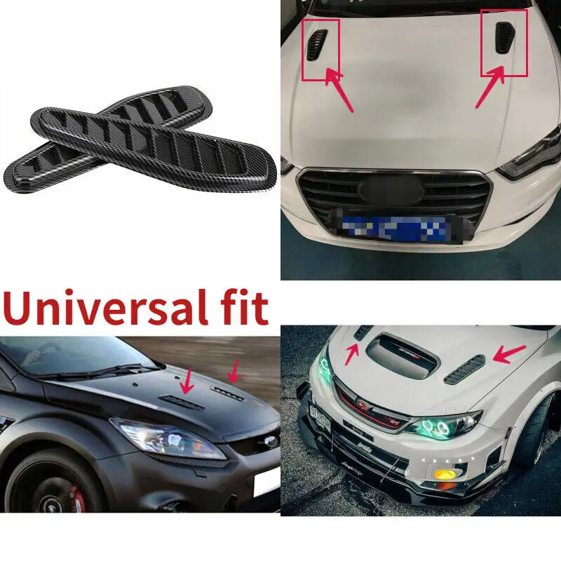 

Universal DIY Car Accessories Front Hood Vent Scoop Decor Air Duct Flow Bonnet Intake Exterior Stick Cover Carbon Fiber Look