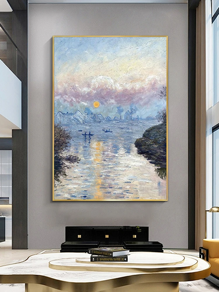 

EECAMAIL Oil Painting Modern Luxury Porch Corridor Background Wall Living Room Impression Sunrise DIY Diamond Painting No Frame