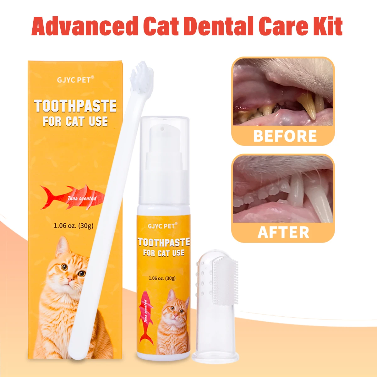 Cat Toothpaste Tuna Flavor Hypoallergenic Plaque Remover Tartar Control Freshens Breath For Indoor Outdoor Cats Daily Brushing
