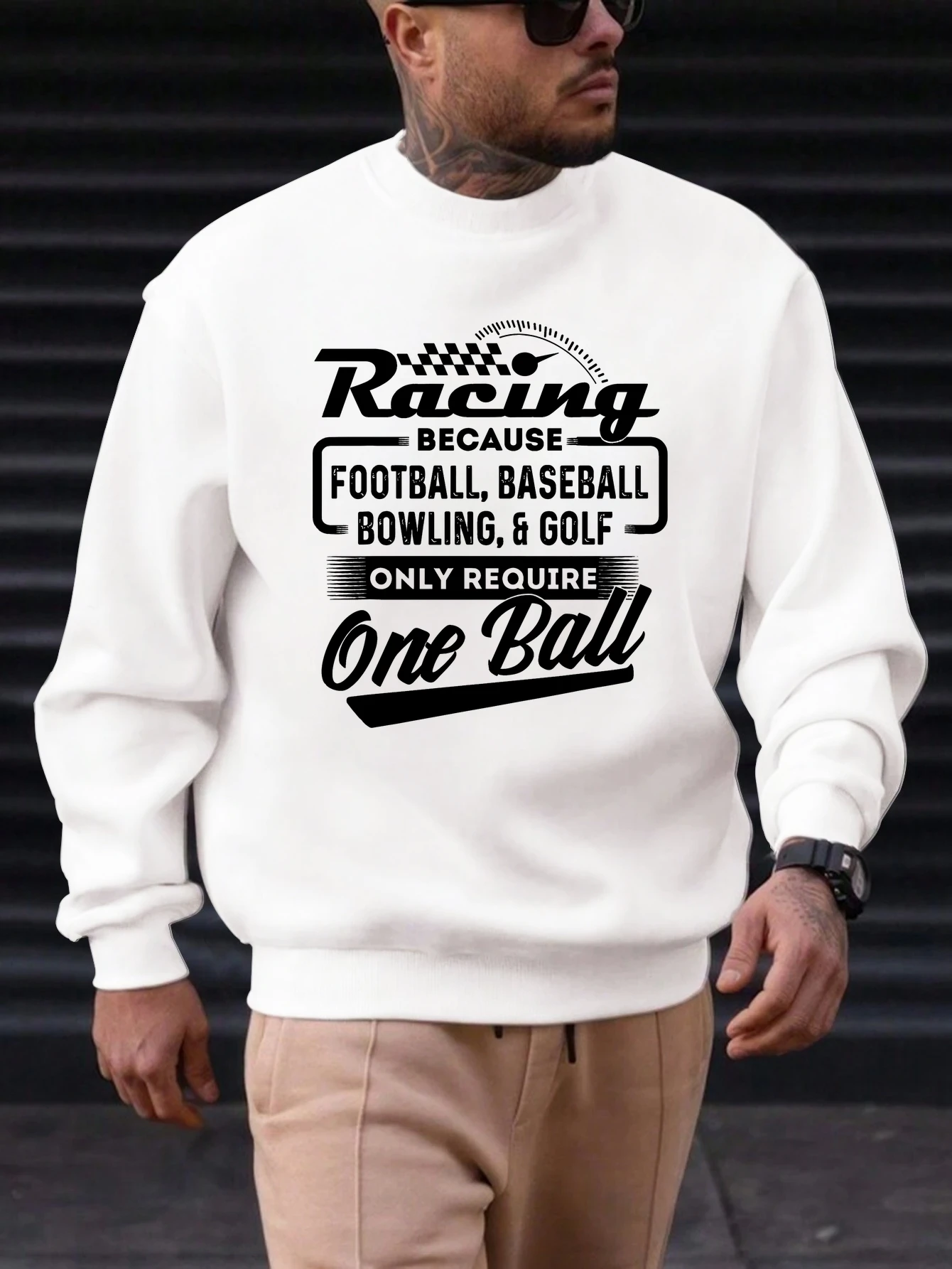 

Men's Cotton Round Neck Sweatshirt English Font Pattern Printing 2025 New Trending Fashion Casual High Quality Top Clothing