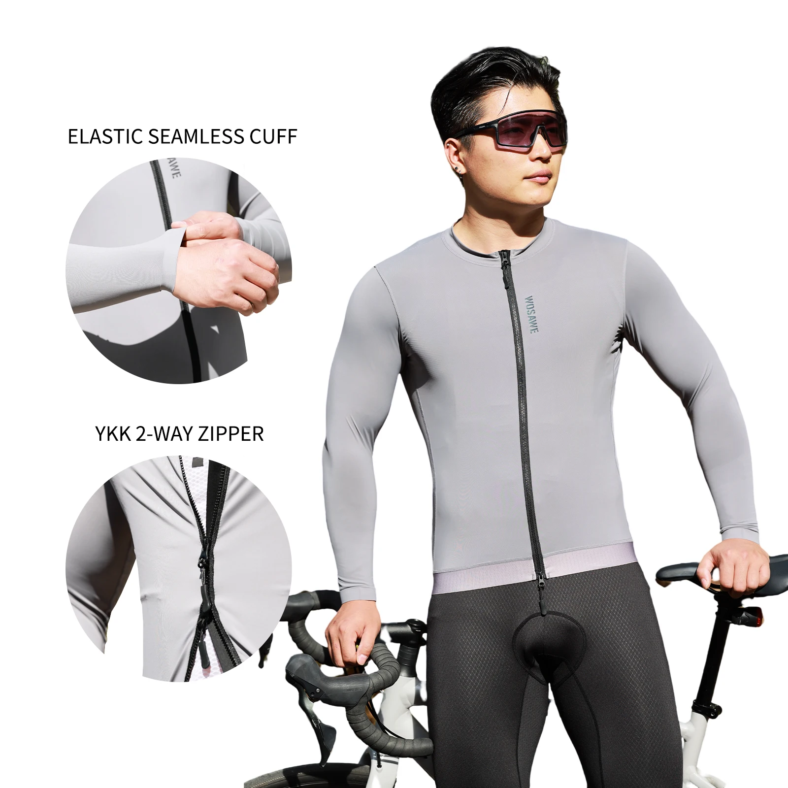 WOSAWE Men Cycling Jerseys White Long Sleeves Autumn Cycling Clothing MTB Pro Team Bike Shirts Bicycle Clothes Ciclismo Hombre