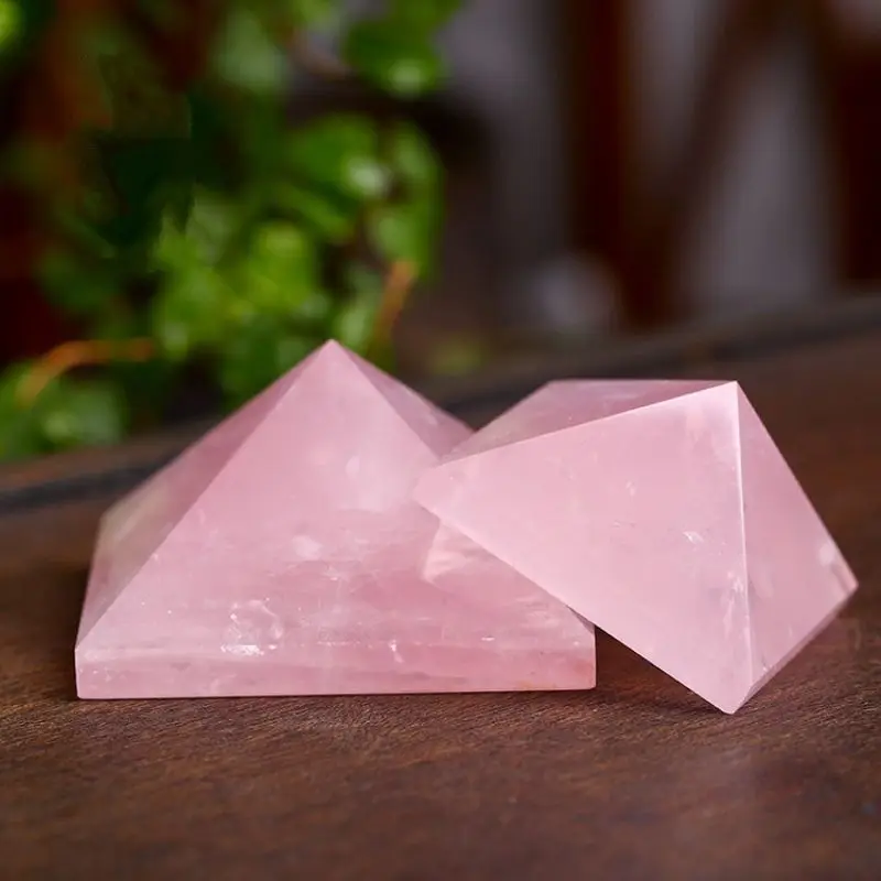 Natural crystal rose crystal energy pyramid home decoration