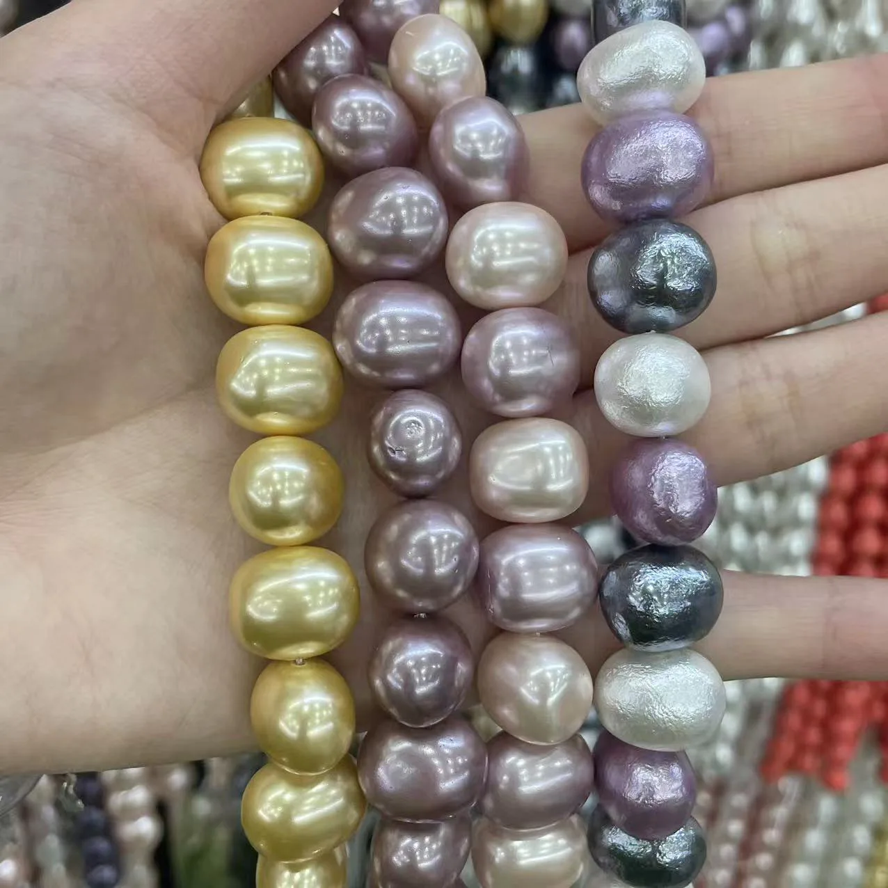 12x15Mm Natural Baroque Smooth Steamed Bread Potato Beads Mixed Color Shellfish Loose Beads Work in Progress DIY Beads Wholesale
