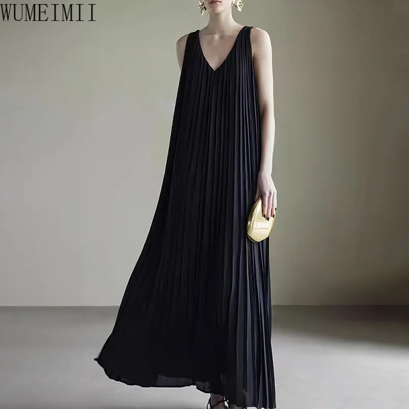 High-end women's white couture three-dimensional pleated long dress chiffon v-neck dress women's summer