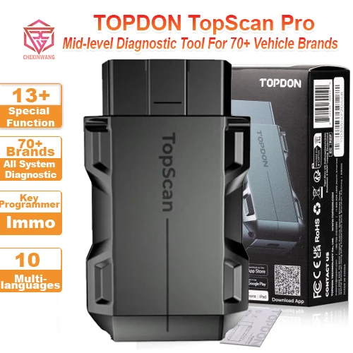 TOPDON TOPSCAN PRO OBD2 Scanner Full System Diagnostic Tool With 13 Reset Functions I/M Readiness Injector Coding Tire Pressure