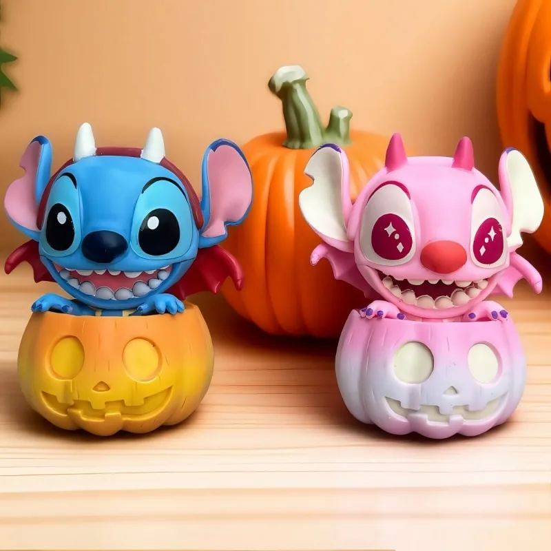 Poupée Disney Mickey Stitch, citrouille, Halloween, ornements de bureau, boîte aveugle, cadeau, beau dessin animé mignon, nouveau Style, Niche