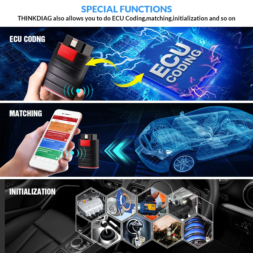 Thinkcar Thinkdiag 1 New Version OBD2 Scanner Bluetooth,All System Diagnostic Tools ECU Coding Bidirectional Diagnostic Tool Automotive Scanner OE Level Car Code Reader for iOS & Andriod 15+ Resets, FCA AutoAuth, Active Test view 6
