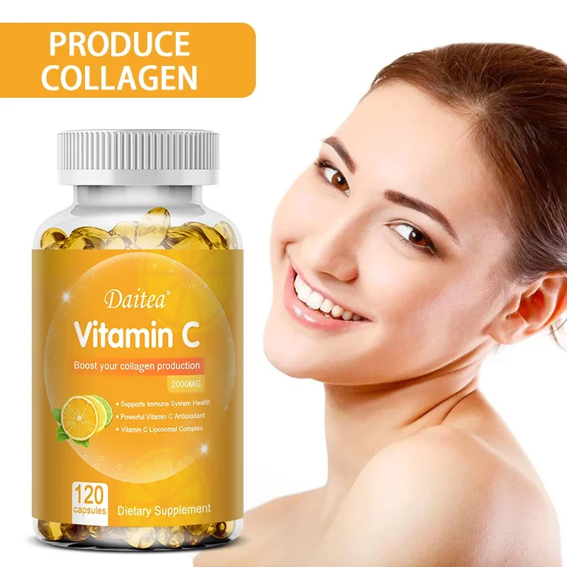 Vitamin C 2000 Mg, Promotes Collagen Production, Vitamin C Liposomal Dietary Supplement, Non-GMO and Gluten-Free Vegetarian