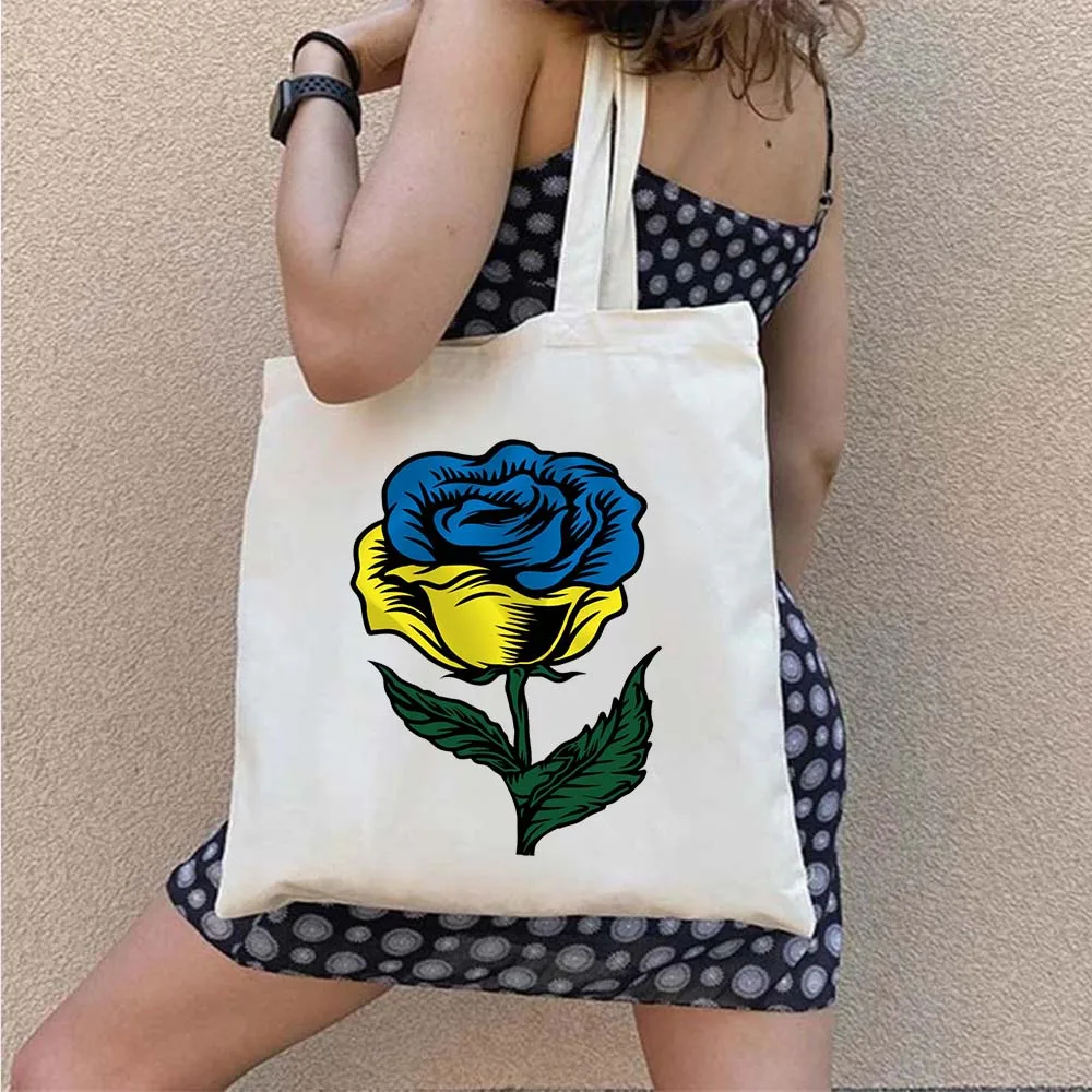 Borsa per la spesa ragazza ucraina bandiera ucraina borsa a tracolla Casual di grande capacità da donna Harajuku Canvas Shopper borse a tracolla