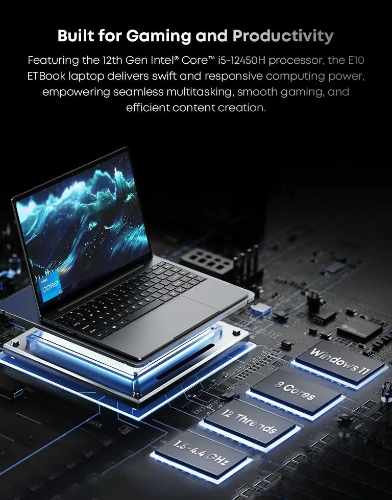 Acer Gadget E10 Intel Core I5-12450H Etbook Laptop 16GB RAM 512Gb SSD 14' 2160X1440 Resolution Computer Wifi6 Office Study Laptops Windows 11