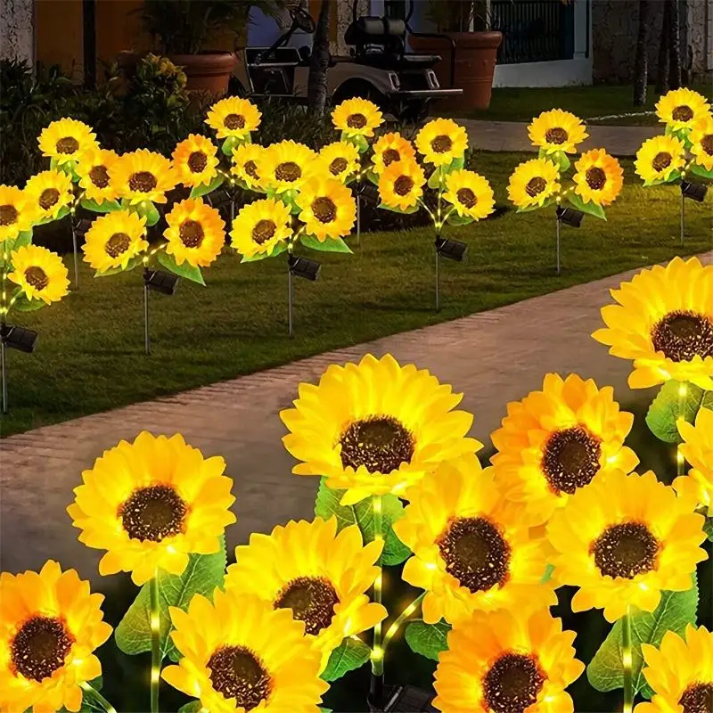 

1/3 Head LED Solar Simulation Sunflower Lights Garden Yard Lawn Night Lights Stake Landscape Lamp Home Decoration Flower Light