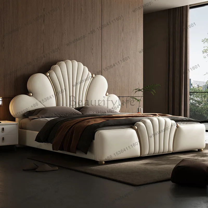 XX.European Princess Bed Leather Floor Queen Girls Design Bedroom Bed Human Dog Sleeping Letto Matrimoniale Lounge Suite Furnitu