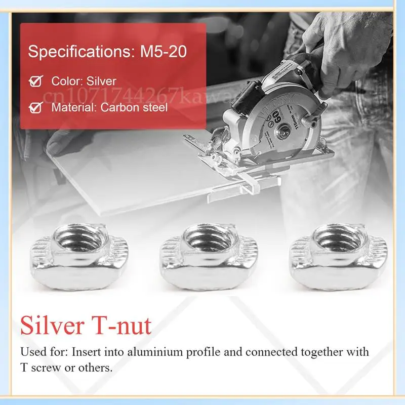 

-A16I 100 Pcs M5 Hammer Nut Carbon Steel Aluminum Connector T Fastener Sliding Nut