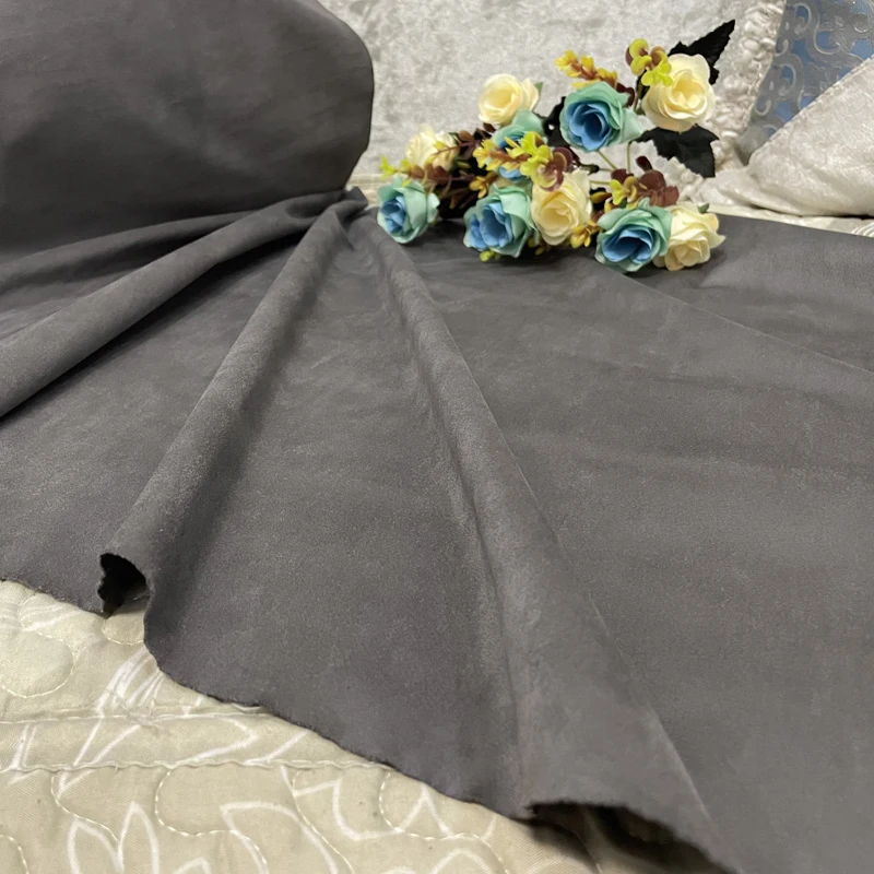 

Двусторонняя замшевая ткань из микрофибры, микроэластичная на метр для одежды, юбка, сумка, интерьер автомобиля, шитье дивана, мягкая ткань, однотонная