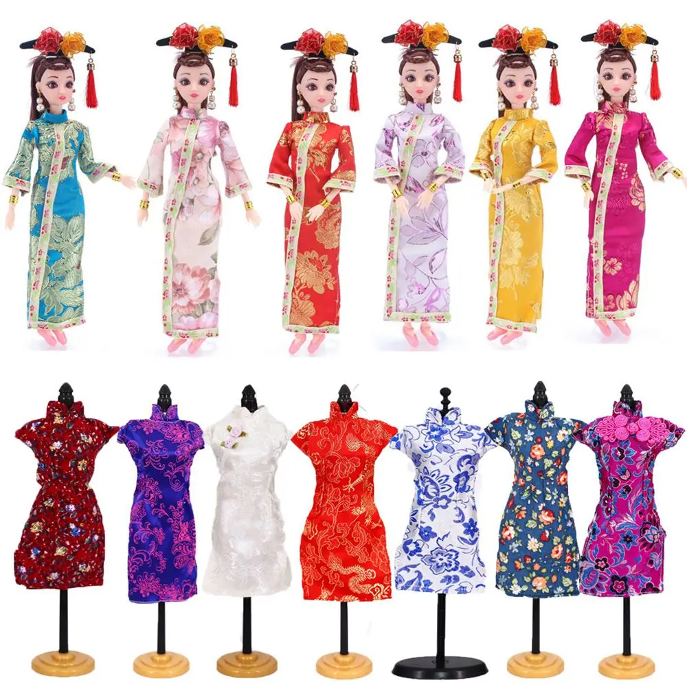 19 Styles Fashion 30cm Dolls Cheongsam Style Unique Dress Clothes Chinese Traditional Dresses Evening Wearing Doll Accessories