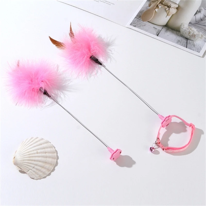 Funny Kitten Automatic Toy with Feather Decoration Relieve Boredom Supplies Amusing-Collar Hands-Free Toy Dropshipping