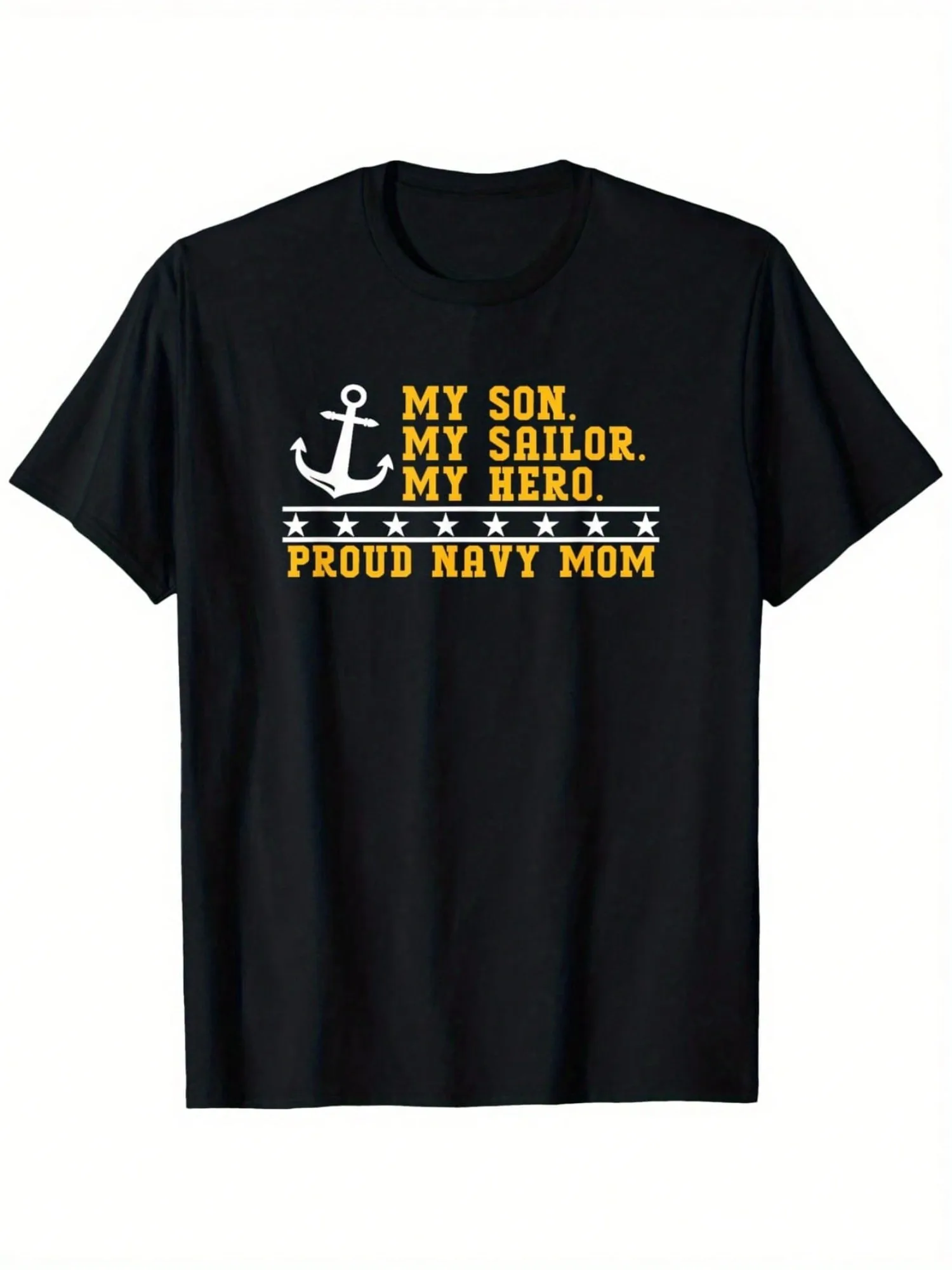 

Durable Build Proud Navy MomT-Shirt - 100% Cotton Black Crew Neck Short Sleeve