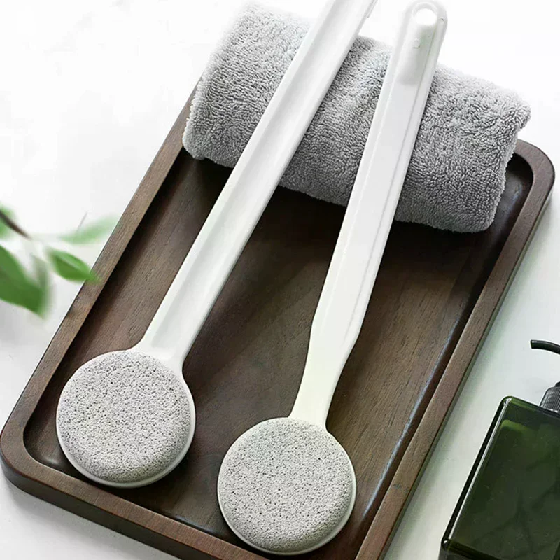 1 قطعة فرشاة الخفاف التقشير ملف القدم مزدوجة الوجهين مقبض طويل العناية بالحجر الغسيل مقشر فرشاة الجسم #3