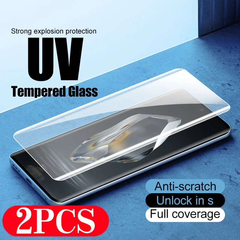 2Pcs Full Cover UV Tempered Glass for Oneplus 12 11 Phone Screen Protector 10 9 8 7 Pro Ace 3 2 Glass smartphone Protective Film