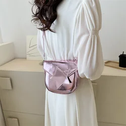 Fashion Y2K Laser Silver Small Crossbody Bag Women Stytlish Pu Leather Shoulder Bag