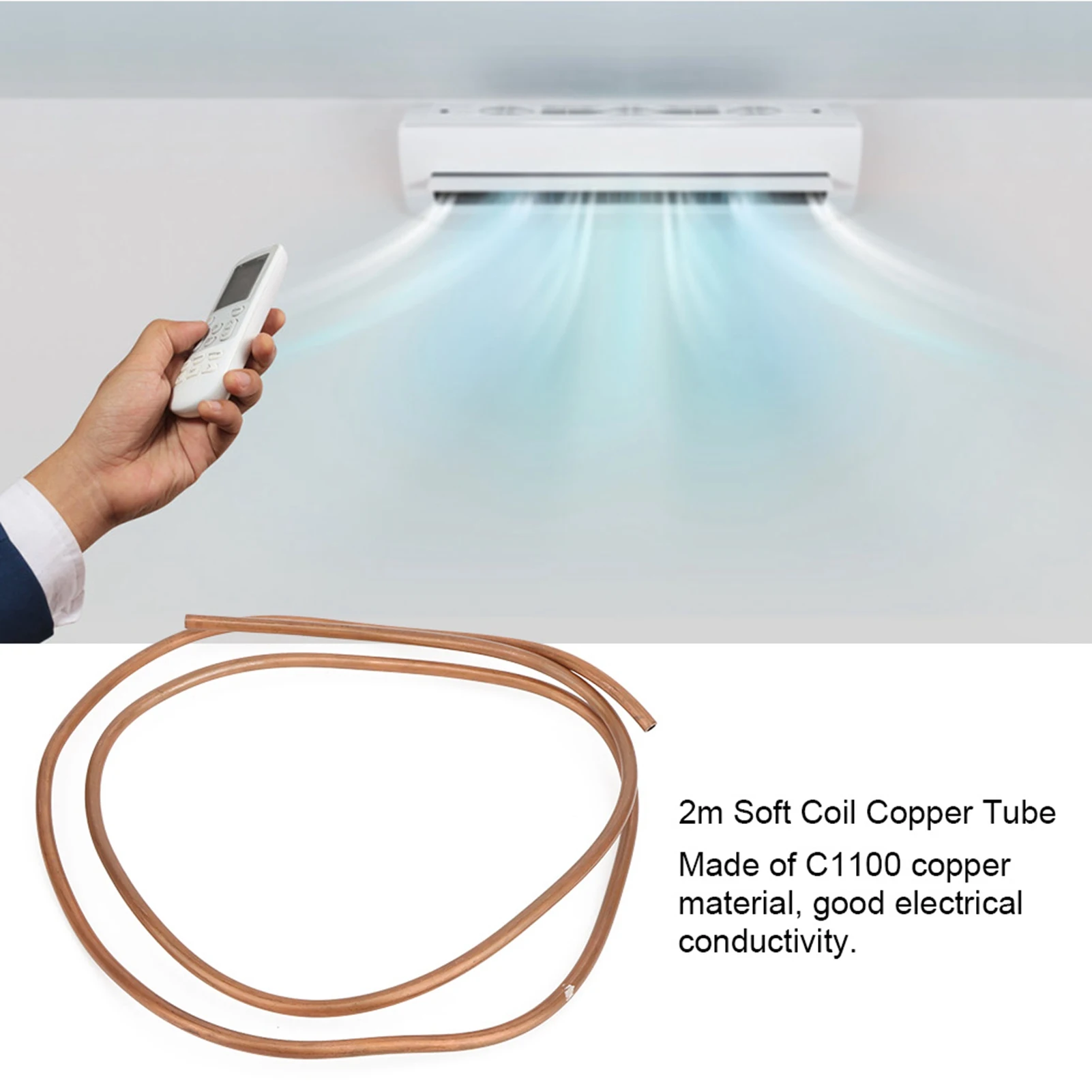 

2m C1100 T2 Copper Tube Soft Coil Pipe for Air Conditioner Refrigerator OD 8mm / ID 6mm 2m Copper Tube Copper Pipe Copper Tube