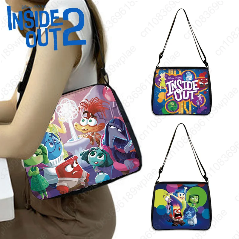 Disney Serie Cartoon Canvas Bag Large Capacity Handbag Inside Out 2 Shoulder Bag Women Crossbody Bag Adjustable Shoulder Straps