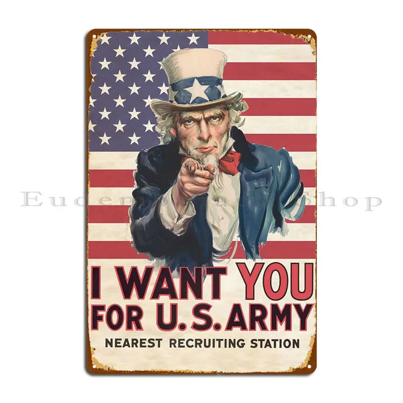 

UNCLE SAM US FLAG Metal Sign Mural Garage Cinema Design Classic Tin Sign Poster