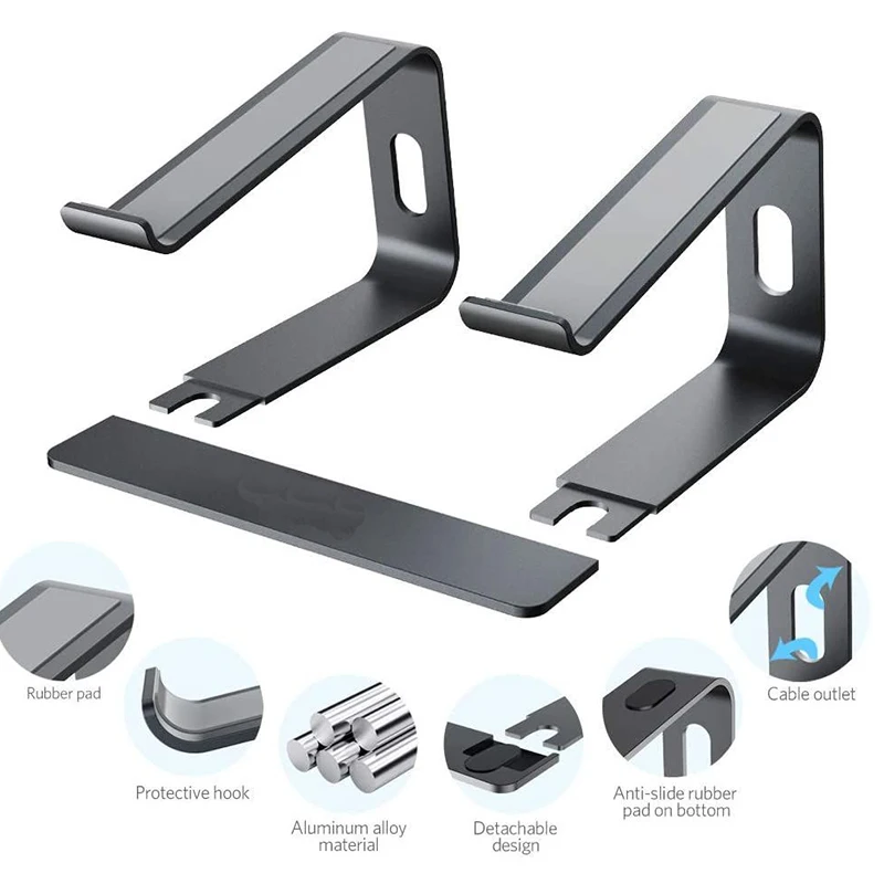 Laptop Stand Ergonomic Aluminum Laptop Mount Computer Stand Detachable Laptop Riser Notebook Holder Stand Computer Accessories
