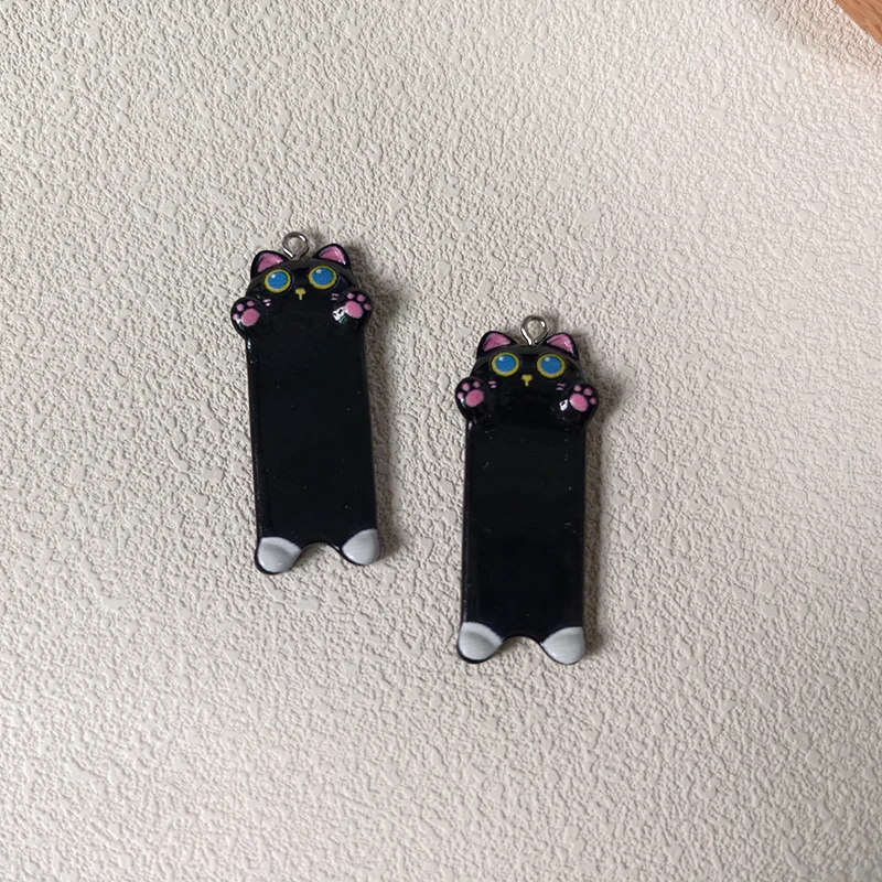 10Pcs Cute Long Cat Pendant for DIY Jewellery Making