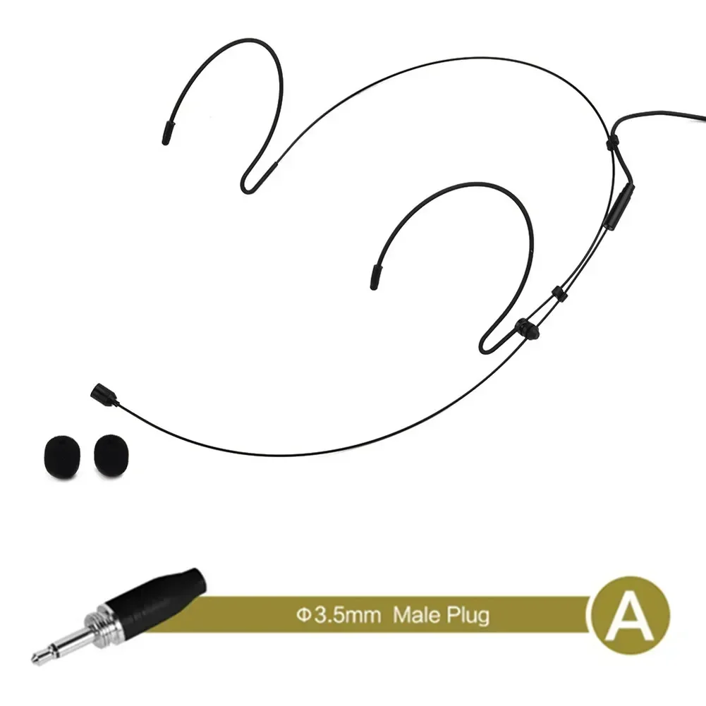 Double Earhook Headset Mic Headworn Microphone For For Wireless With 2* Microphone Cover