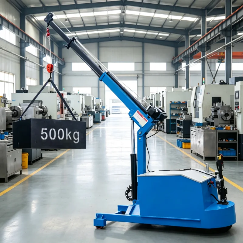 Flexible Mobility Electric Mobile Mini Floor Crane 2T 360 Degree Rotating Small Portable Hydraulic Crane for Material Transfer