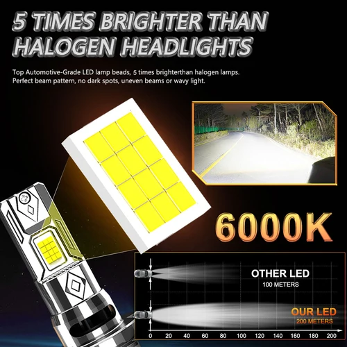 Imagen 2 del producto Faro LED H7, luces sin errores CANBUS para coche, 1000000LM, 1200W, bombilla Turbo superbrillante para automóvil, lámpara de Chips LED personalizada de 12V y 24V