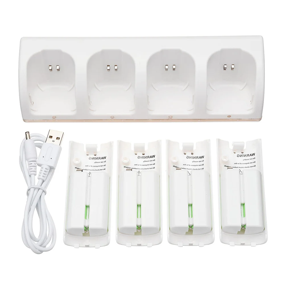 

1 set White Blue Light 4 Slots Smart Compact Size Durable Plastic Material USB Interface Charging Station