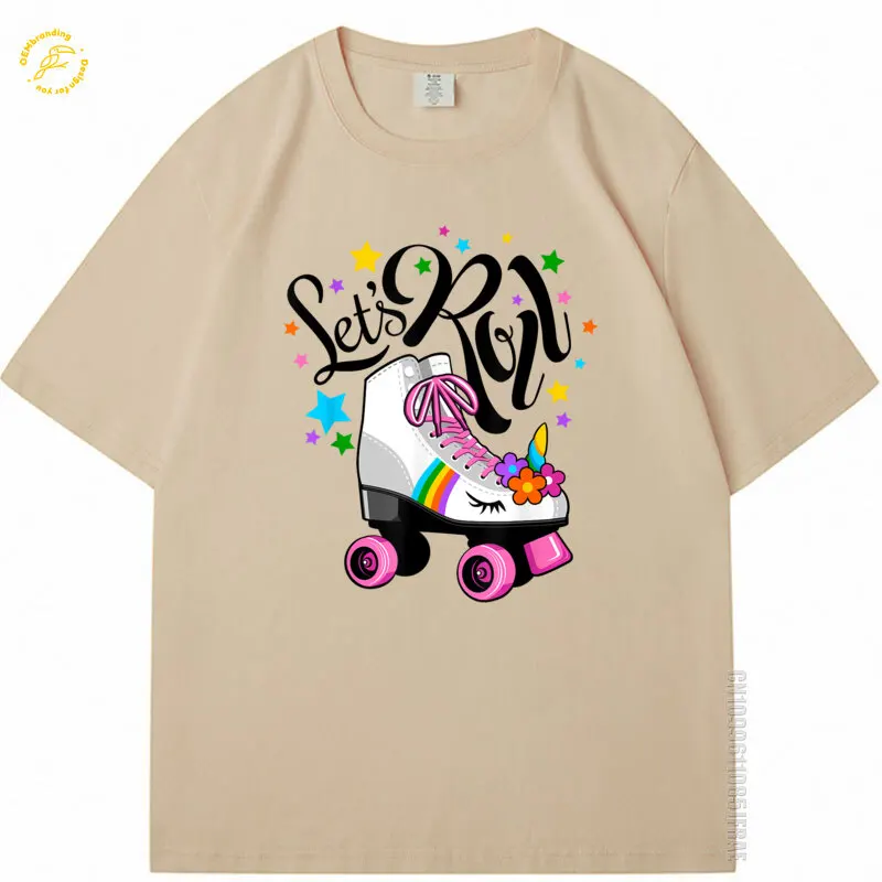 دعونا لفة يونيكورن الأسطوانة سكيت متعة حفلة الفتاة المتضخم تي شيرت جديد تي شيرت الملابس خمر Y2K ملابس رجل قصير الأكمام المحملة