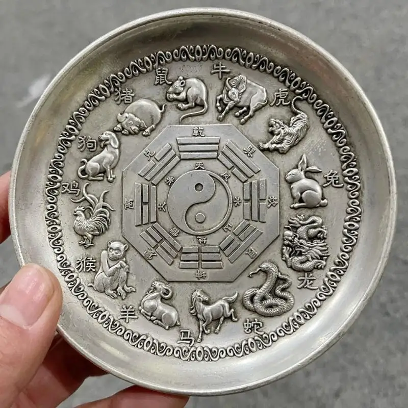 Twelve zodiac signs tai chi bagua Dish Plate Statue for Tea Home Decor Ornaments